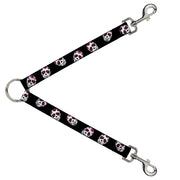 Dog Leash Splitter - Sugar Skulls Scattered Black/White/Fuchsia Dog Leash Splitters Buckle-Down   