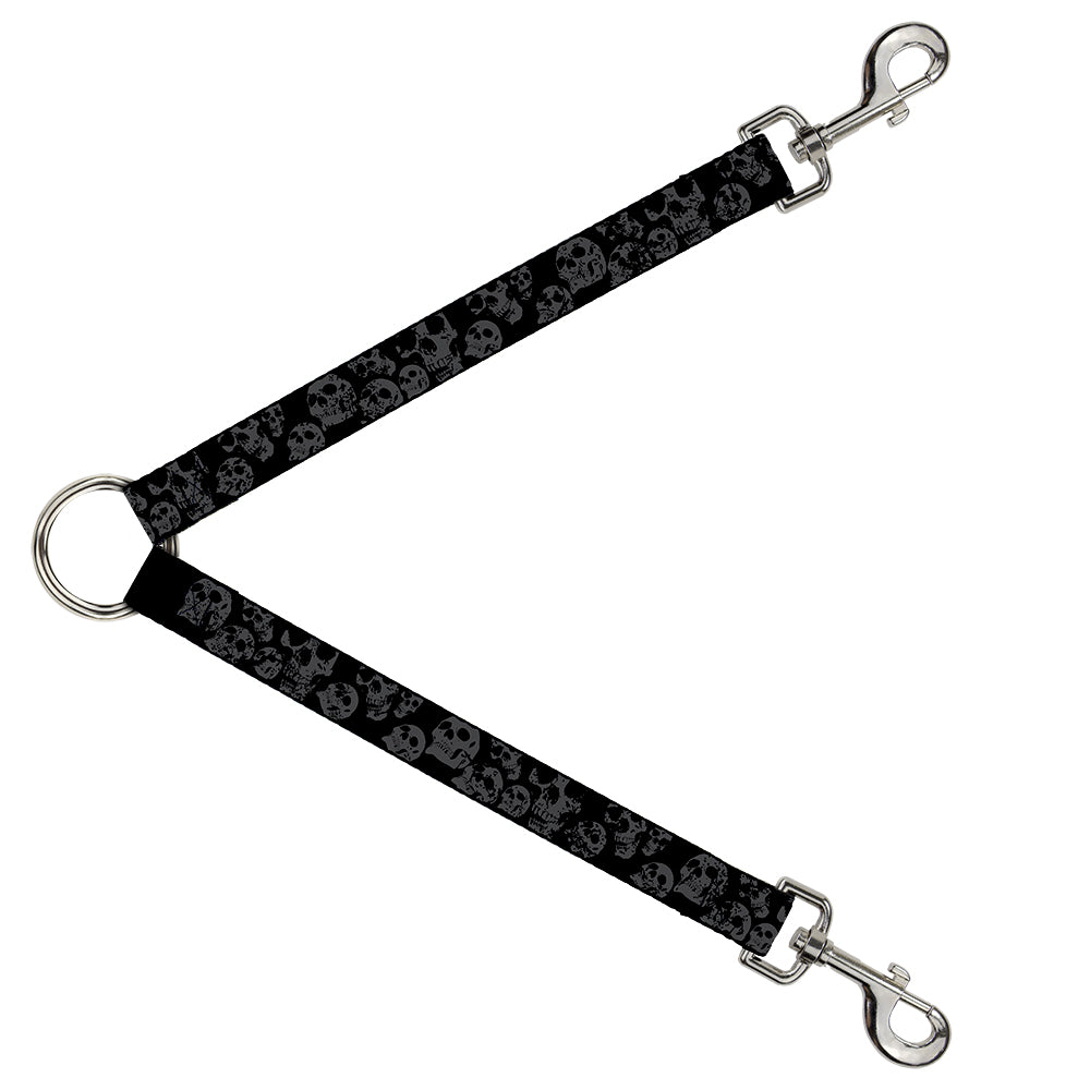 Dog Leash Splitter - Skulls Stacked Weathered Black/Gray Dog Leash Splitters Buckle-Down   