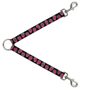 Dog Leash Splitter - Sugar Skulls Black/White/Fuchsia Dog Leash Splitters Buckle-Down   