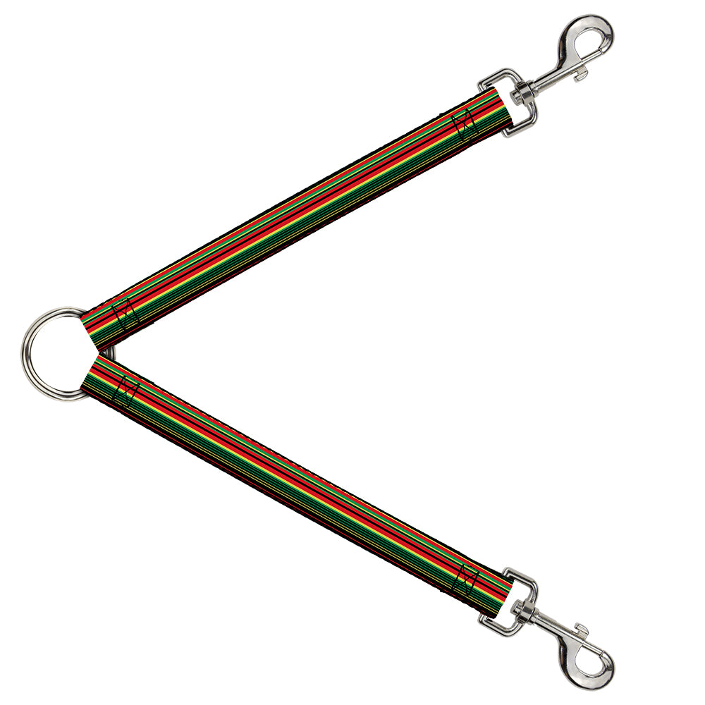 Dog Leash Splitter - Stripe Transitions Black/Red/Green/Yellow Dog Leash Splitters Buckle-Down   