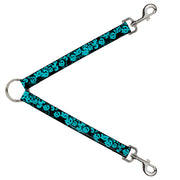 Dog Leash Splitter - Skulls Stacked Weathered Black/Teal Dog Leash Splitters Buckle-Down   
