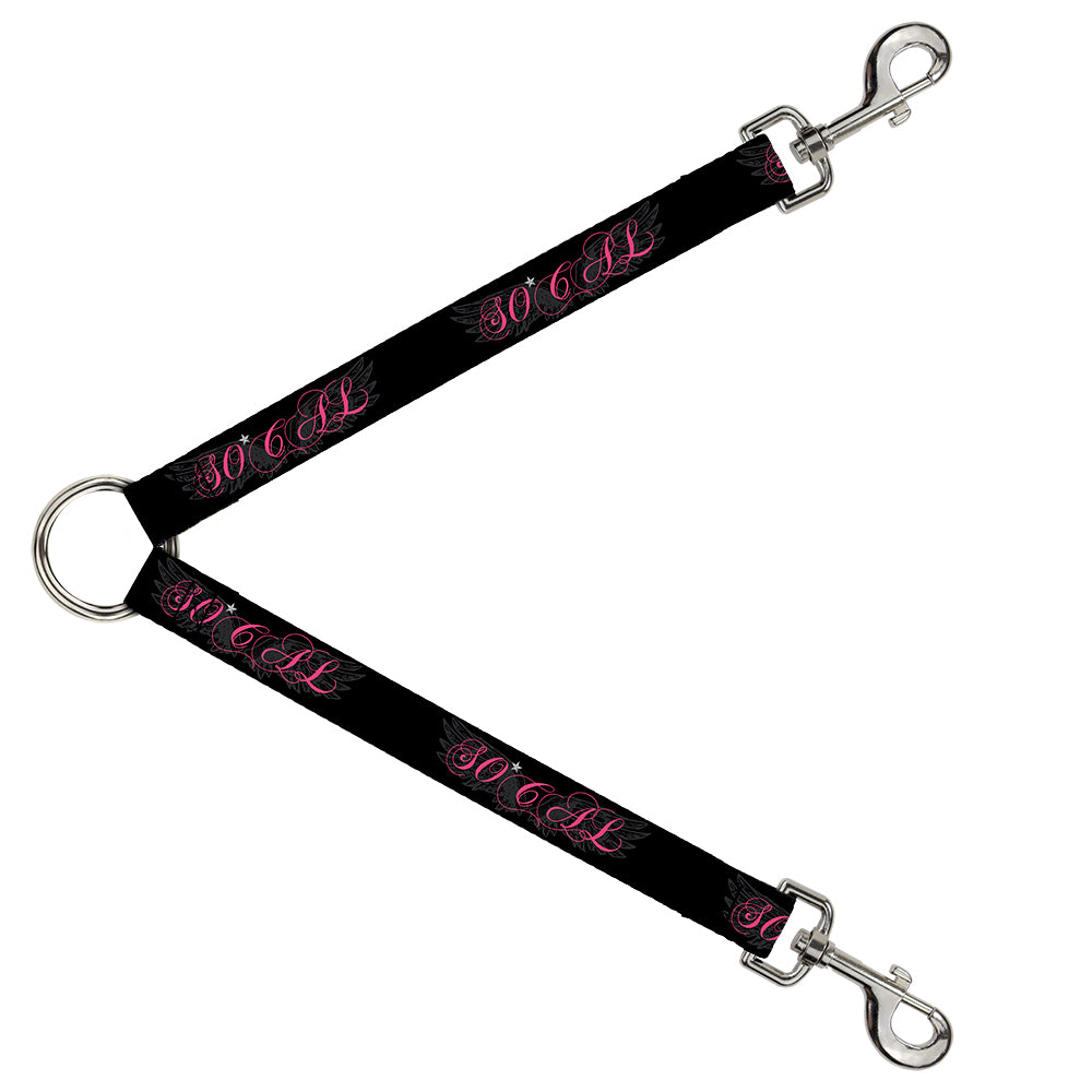 Dog Leash Splitter - SO CAL Script/Wings Black/Gray/Pink Dog Leash Splitters Buckle-Down   