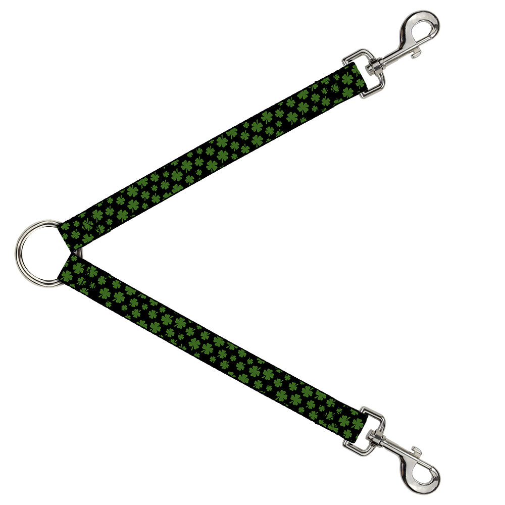 Dog Leash Splitter - St. Pat's Clovers Scattered Black/Green Dog Leash Splitters Buckle-Down   