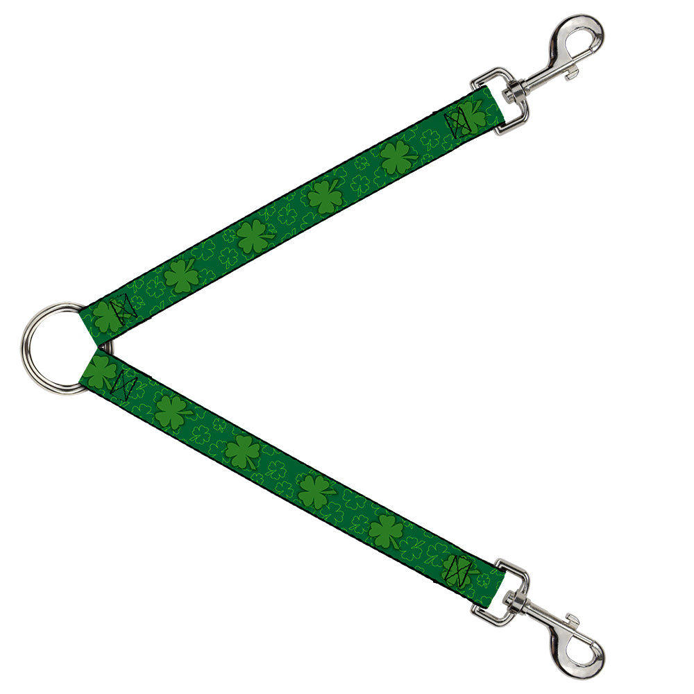 Dog Leash Splitter - St. Pat's Clovers Scattered2 Outline/Solid Greens Dog Leash Splitters Buckle-Down   