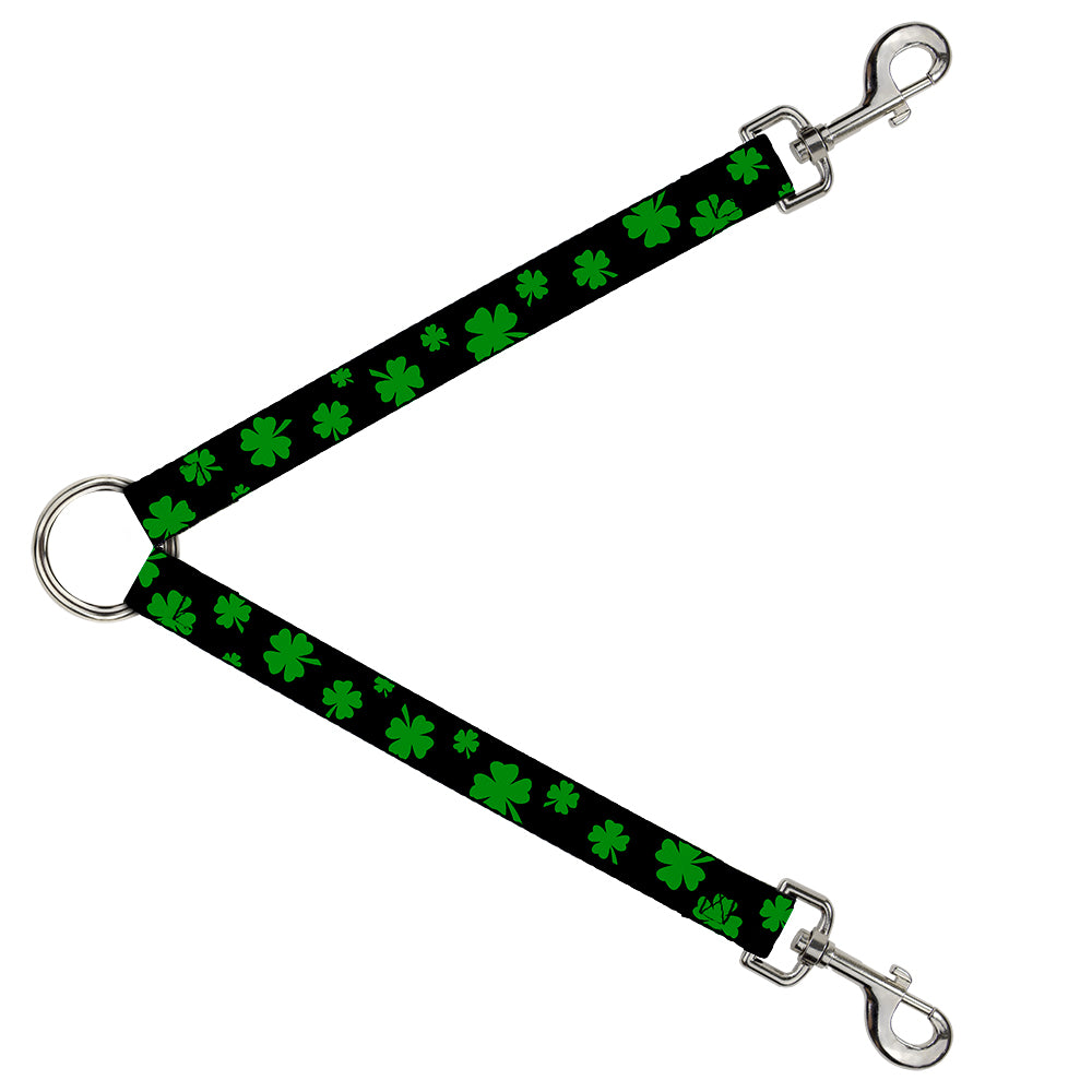 Dog Leash Splitter - St. Pat's Clovers Scattered2 Black/Green Dog Leash Splitters Buckle-Down   