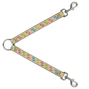 Dog Leash Splitter - Tropical Flip Flops Tan/Multi Color Dog Leash Splitters Buckle-Down   