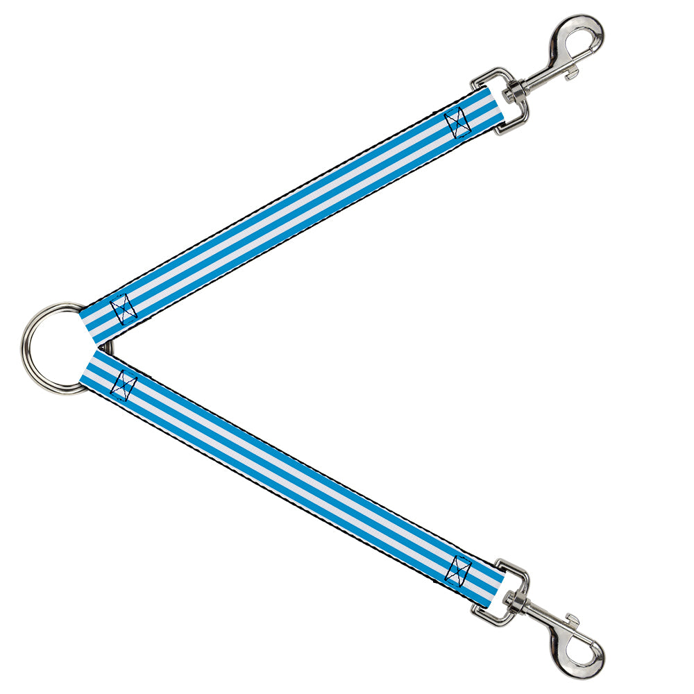 Dog Leash Splitter - Triple Stripe White/Blue Dog Leash Splitters Buckle-Down   