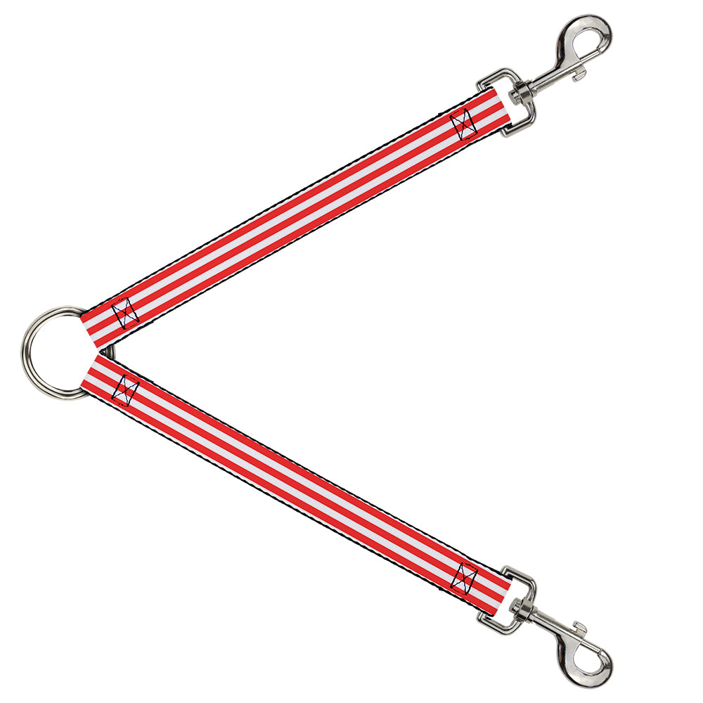 Dog Leash Splitter - Triple Stripe White/Red Dog Leash Splitters Buckle-Down   