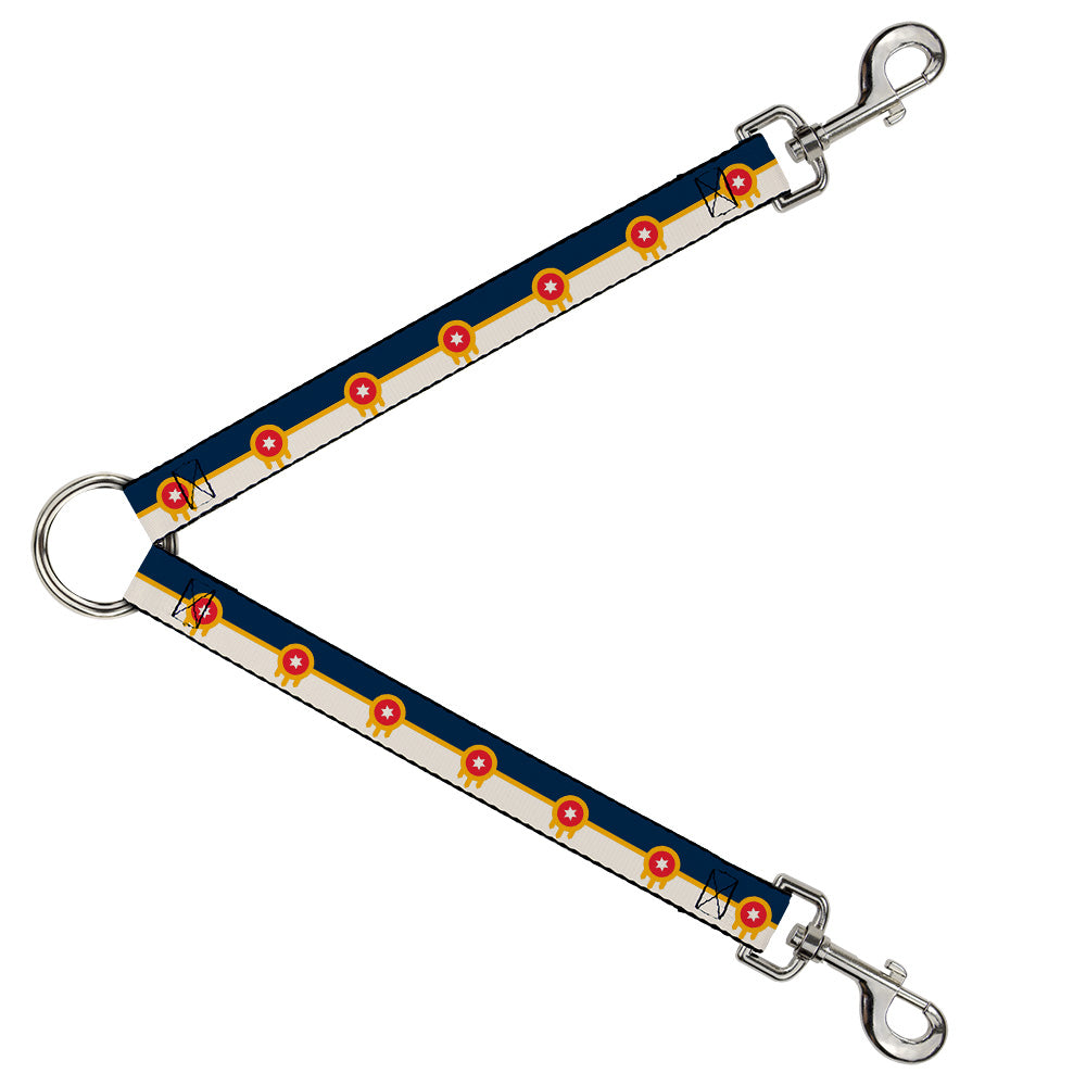 Dog Leash Splitter - Tulsa Oklahoma City Flag Navy Blue Gold Red Beige Dog Leash Splitters Buckle-Down   