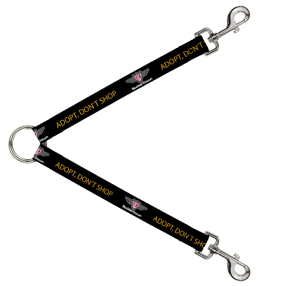 Dog Leash Splitter - Buckle-Down Logo ADOPT, DON'T SHOP Black/Yellow Dog Leash Splitters Buckle-Down   