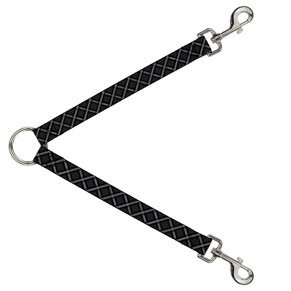 Dog Leash Splitter - Buffalo Plaid X Charcoal Black Gray Dog Leash Splitters Buckle-Down   
