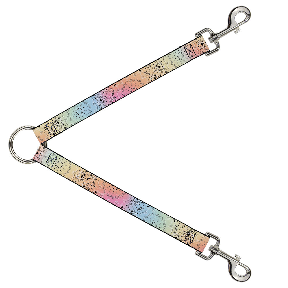 Dog Leash Splitter - Bandana Paisley Ombre Pastel Black Dog Leash Splitters Buckle-Down   