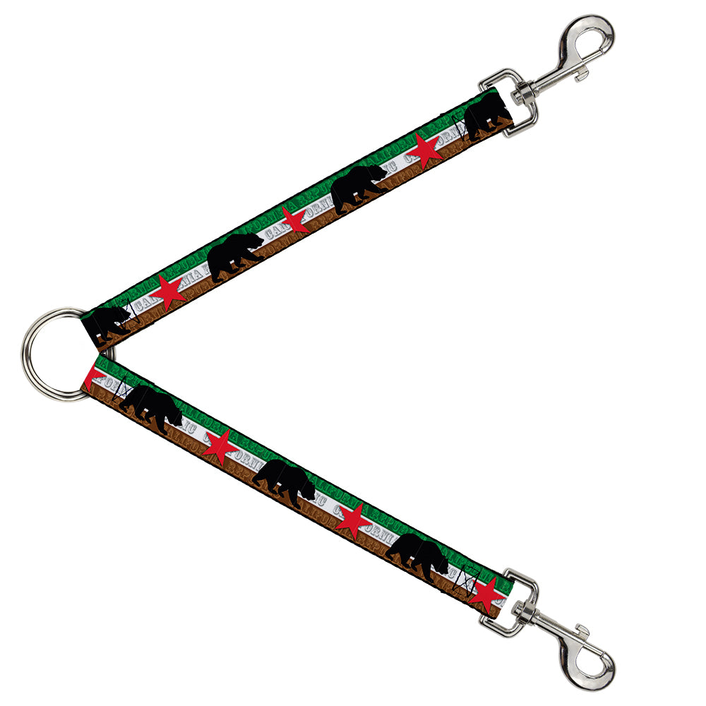 Dog Leash Splitter - Cali Bear Silhouette & Star/CALIFORNIA REPUBLIC Green/White/Brown/Black/Red Dog Leash Splitters Buckle-Down   