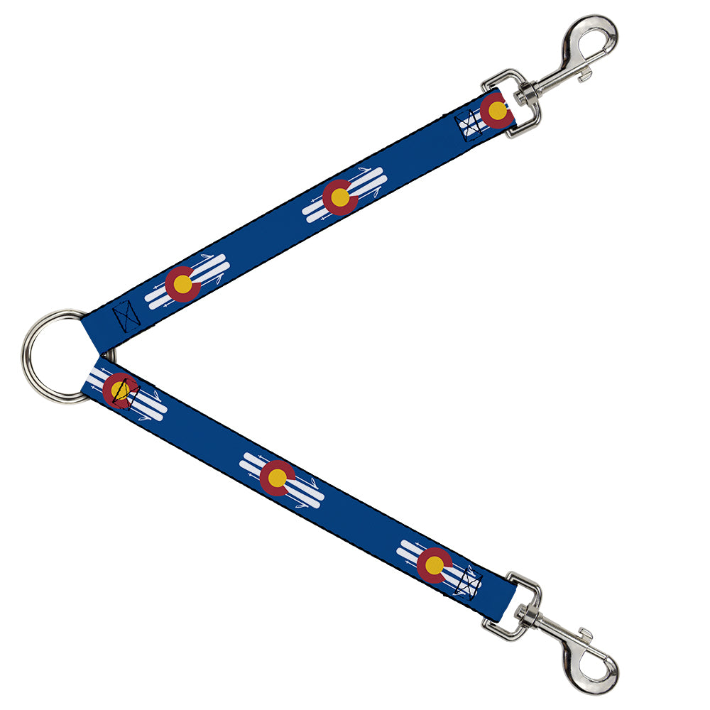 Dog Leash Splitter - Colorado Logo/Skis Blue/White/Red/Yellow Dog Leash Splitters Buckle-Down   