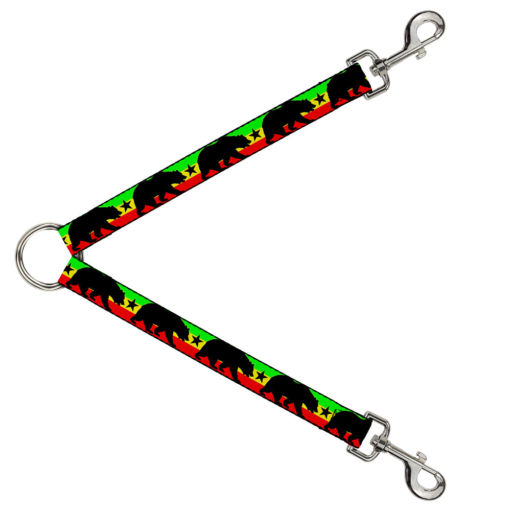 Dog Leash Splitter - Cali Bear/Star Silhouette Rasta/Black Dog Leash Splitters Buckle-Down   