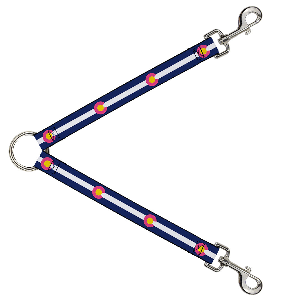 Dog Leash Splitter - Colorado Flags6 Repeat Blue/White/Pink/Yellow Dog Leash Splitters Buckle-Down   