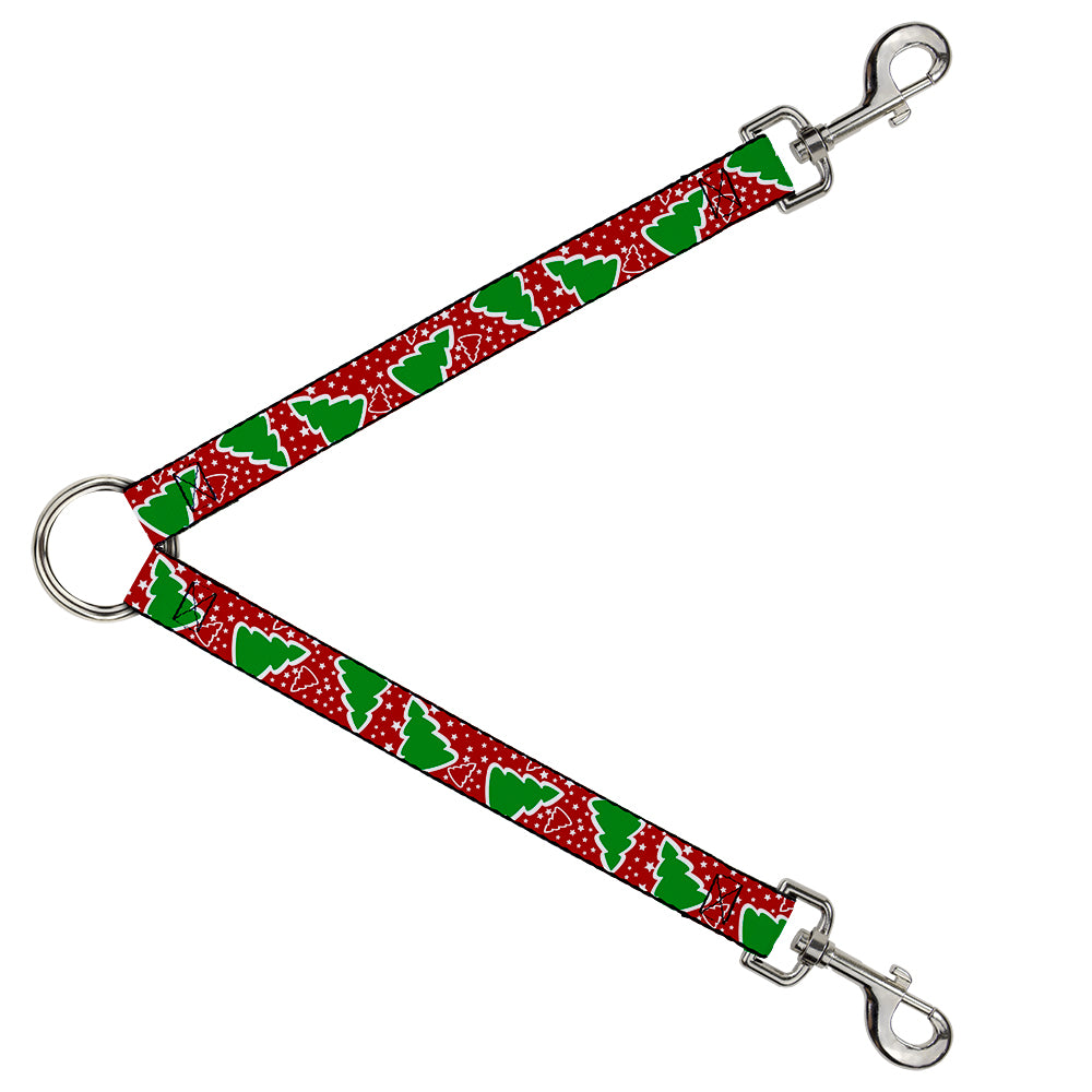 Dog Leash Splitter - Christmas Trees/Stars Red/White/Green Dog Leash Splitters Buckle-Down   