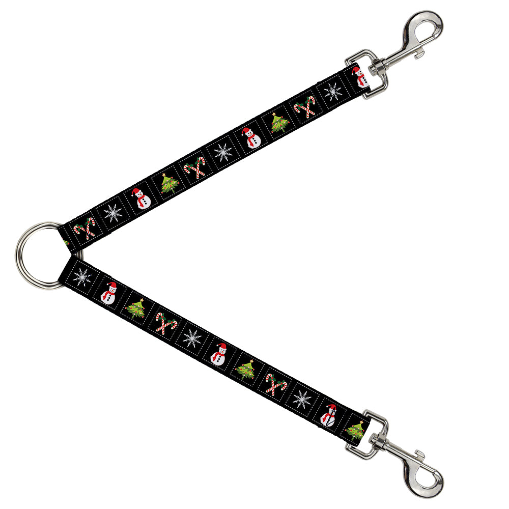 Dog Leash Splitter - Christmas Blocks Black/White/Multi Color Dog Leash Splitters Buckle-Down   