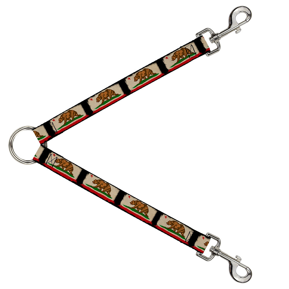 Dog Leash Splitter - California Flag Distressed Painting Blocks Dog Leash Splitters Buckle-Down   