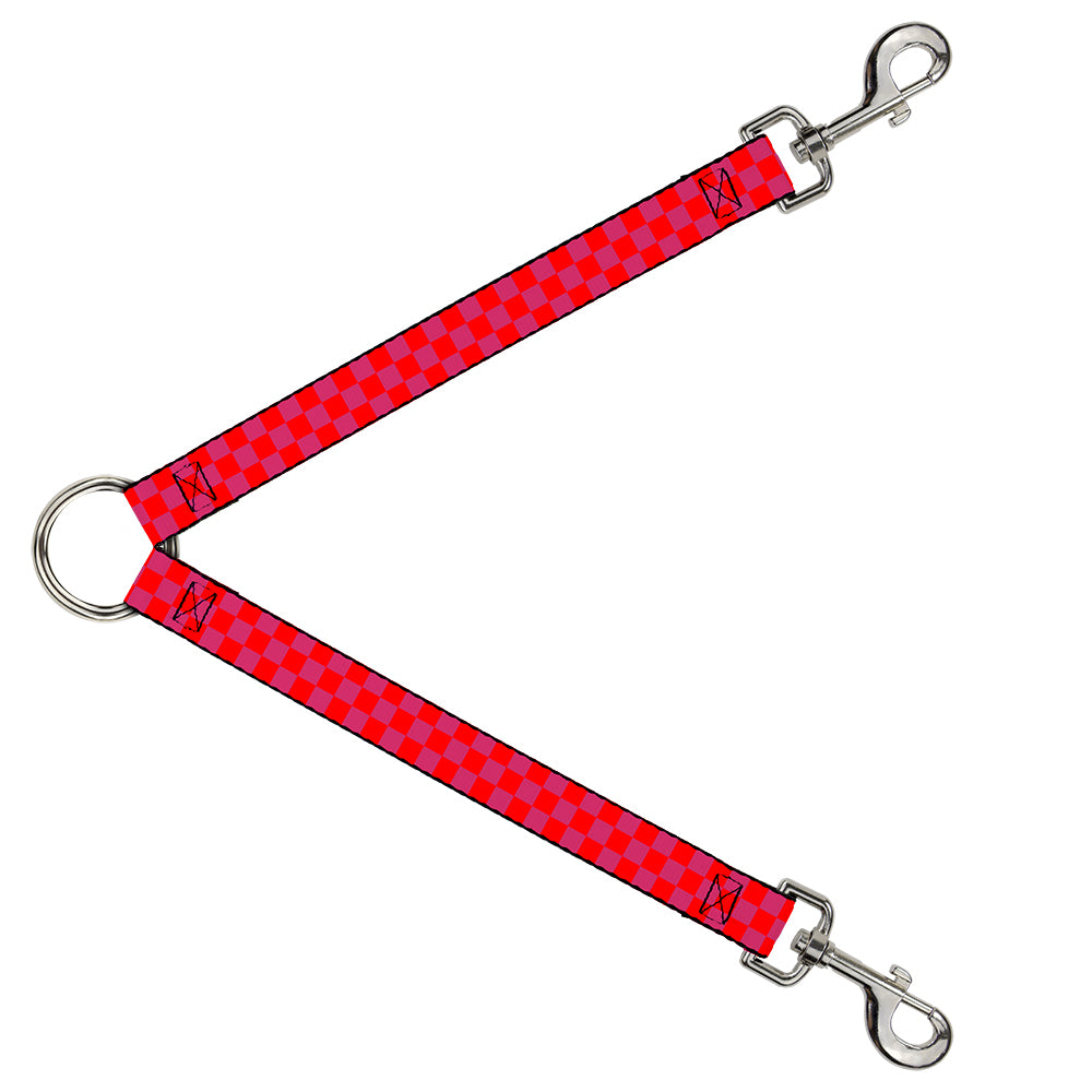 Dog Leash Splitter - Checker Fluoresecent Orange/Pink Dog Leash Splitters Buckle-Down   