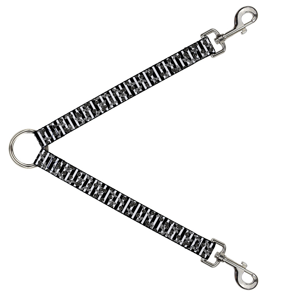 Dog Leash Splitter - Cherries Scattered/Vertical Stripe White/Black/Grays Dog Leash Splitters Buckle-Down   