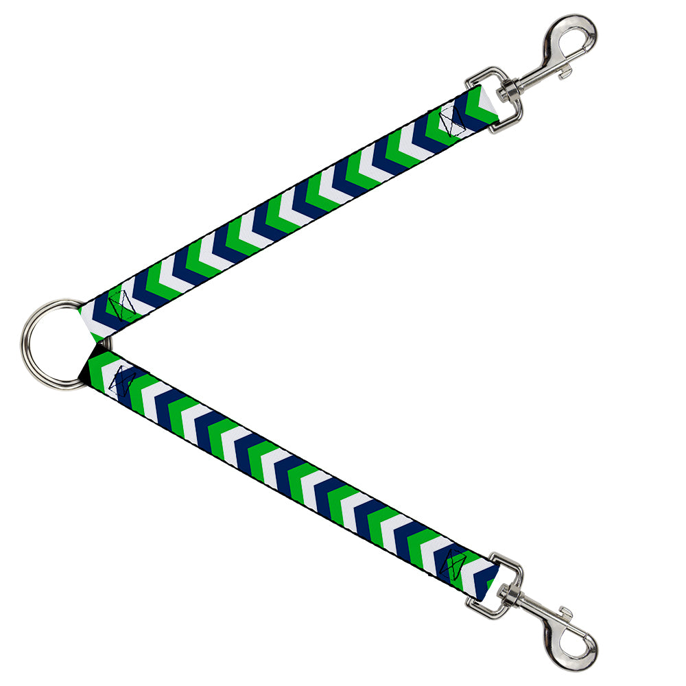 Dog Leash Splitter - Chevron White/Bright Green/Navy Dog Leash Splitters Buckle-Down   