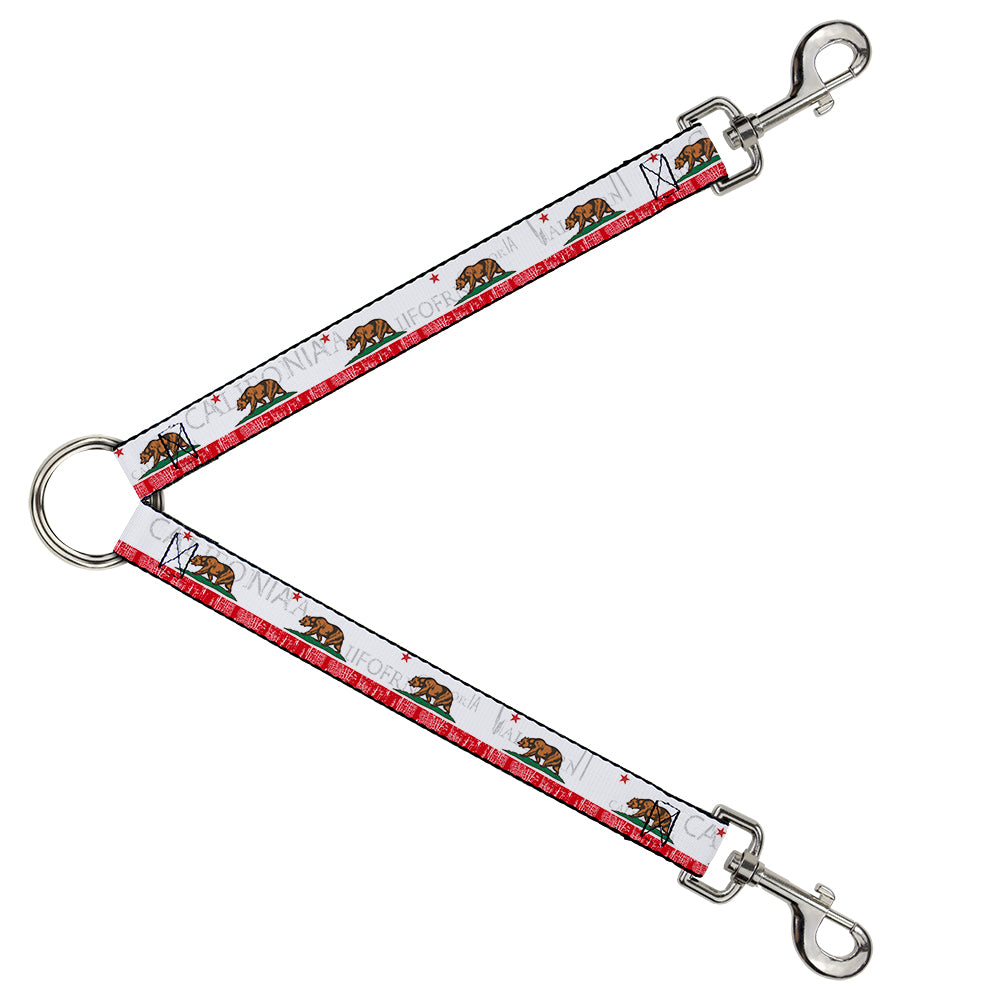 Dog Leash Splitter - CALIFORNIA Bear/Star/Crackle Stripe White/Gray/Red Dog Leash Splitters Buckle-Down   