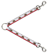 Dog Leash Splitter - CALIFORNIA Bear/Star/Crackle Stripe White/Gray/Red Dog Leash Splitters Buckle-Down   