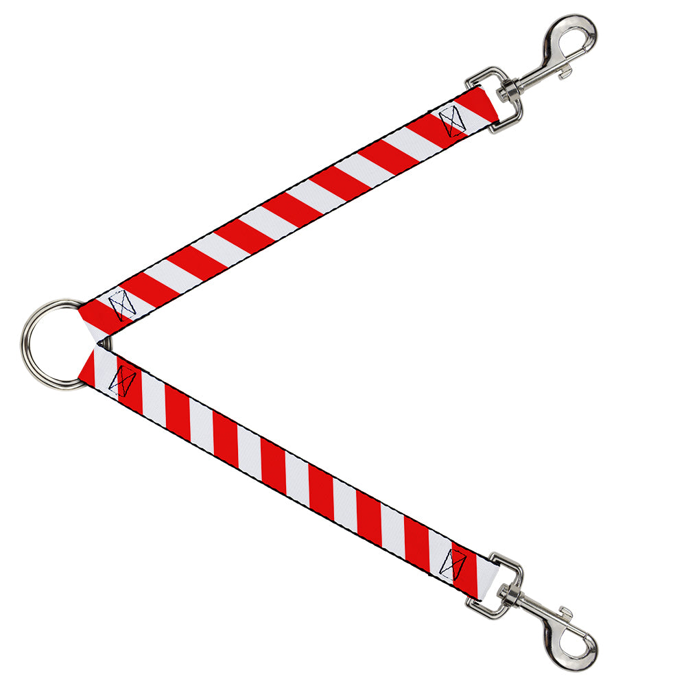 Dog Leash Splitter - Candy Cane2 Stripe White/Red Dog Leash Splitters Buckle-Down   