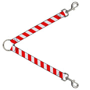 Dog Leash Splitter - Candy Cane2 Stripe White/Red Dog Leash Splitters Buckle-Down   