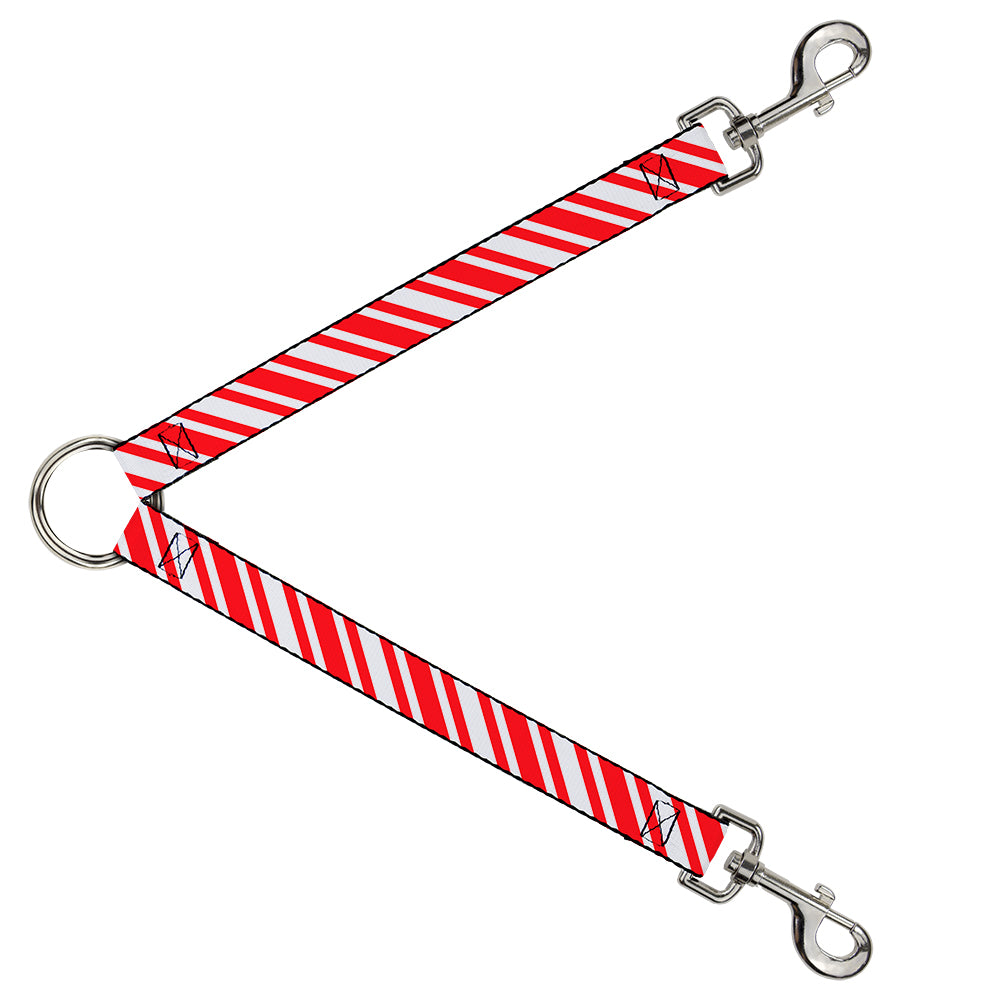 Dog Leash Splitter - Candy Cane3 Stripe White/3-Red Dog Leash Splitters Buckle-Down   