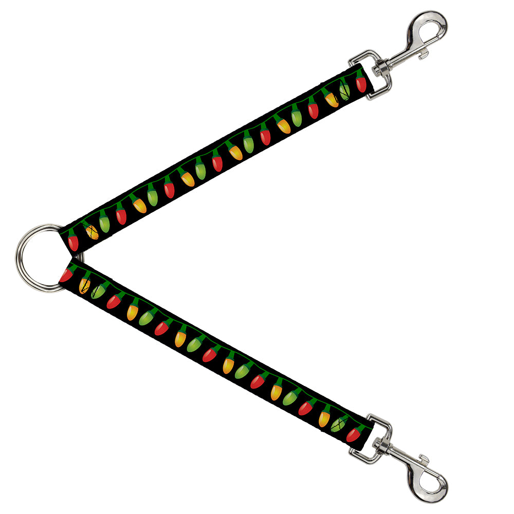 Dog Leash Splitter - Christmas Lights Black/Multi Color Dog Leash Splitters Buckle-Down   