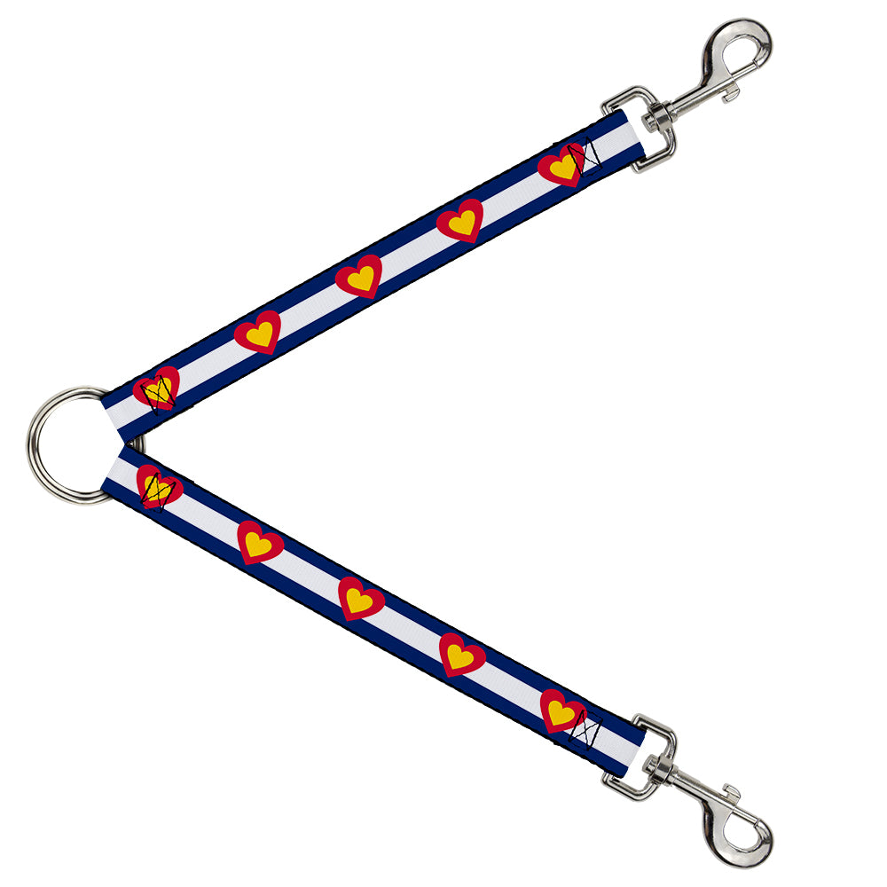 Dog Leash Splitter - Colorado Heart Blue/White/Red/Yellow Dog Leash Splitters Buckle-Down   