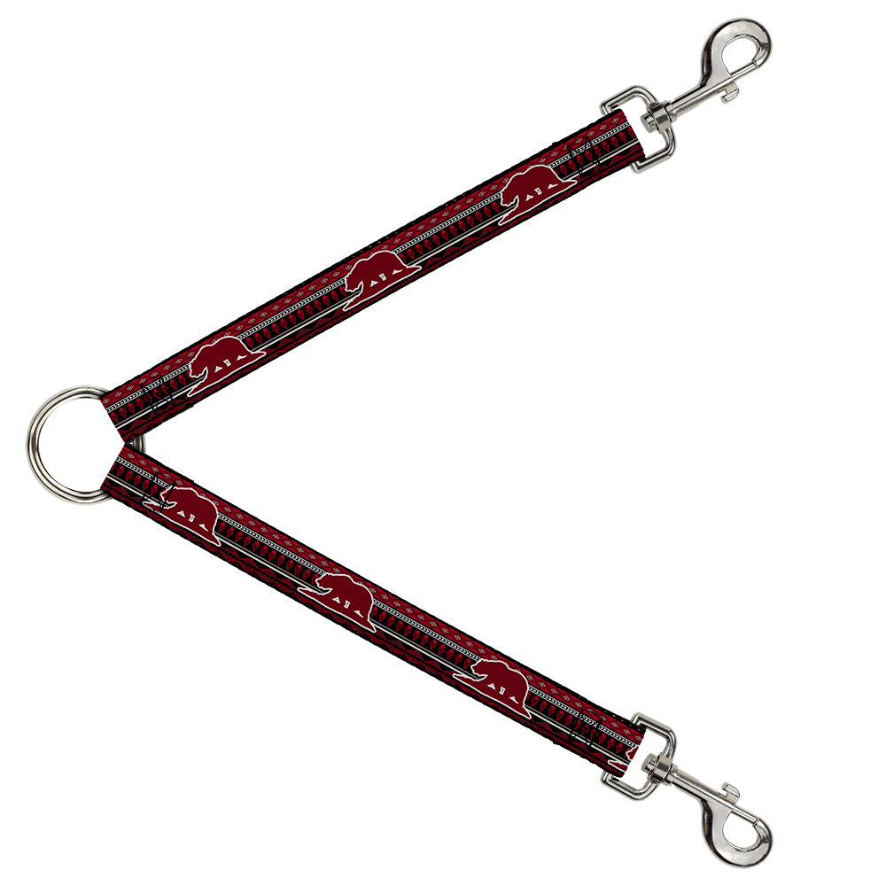Dog Leash Splitter - Cali Bear/Aztec4 Black/Dark Reds/Cream Dog Leash Splitters Buckle-Down   