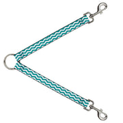 Dog Leash Splitter - Chevron Stripe White/Teal Dog Leash Splitters Buckle-Down   