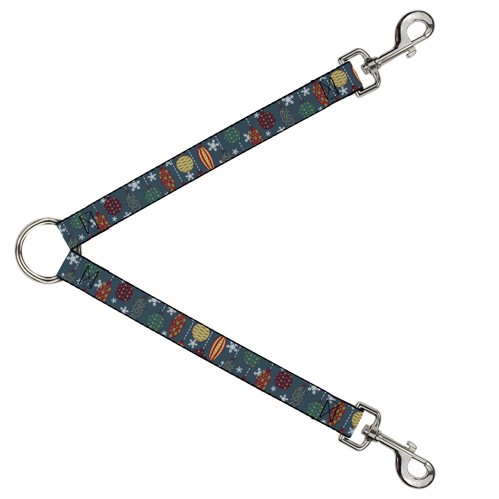 Dog Leash Splitter - Christmas Ornaments/Snowflakes Blue/White/Multi Color Dog Leash Splitters Buckle-Down   
