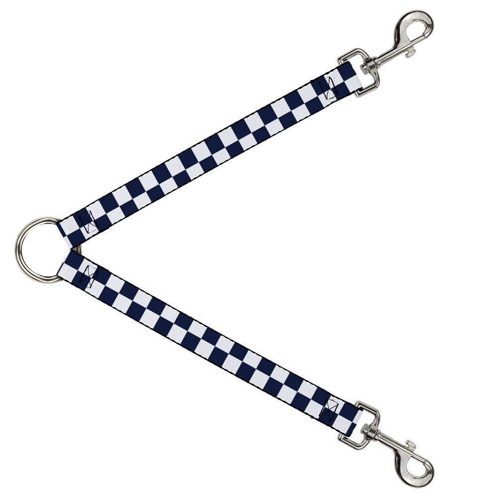 Dog Leash Splitter - Olde Scotland Yard Checker Midnight Blue/White Dog Leash Splitters Buckle-Down   