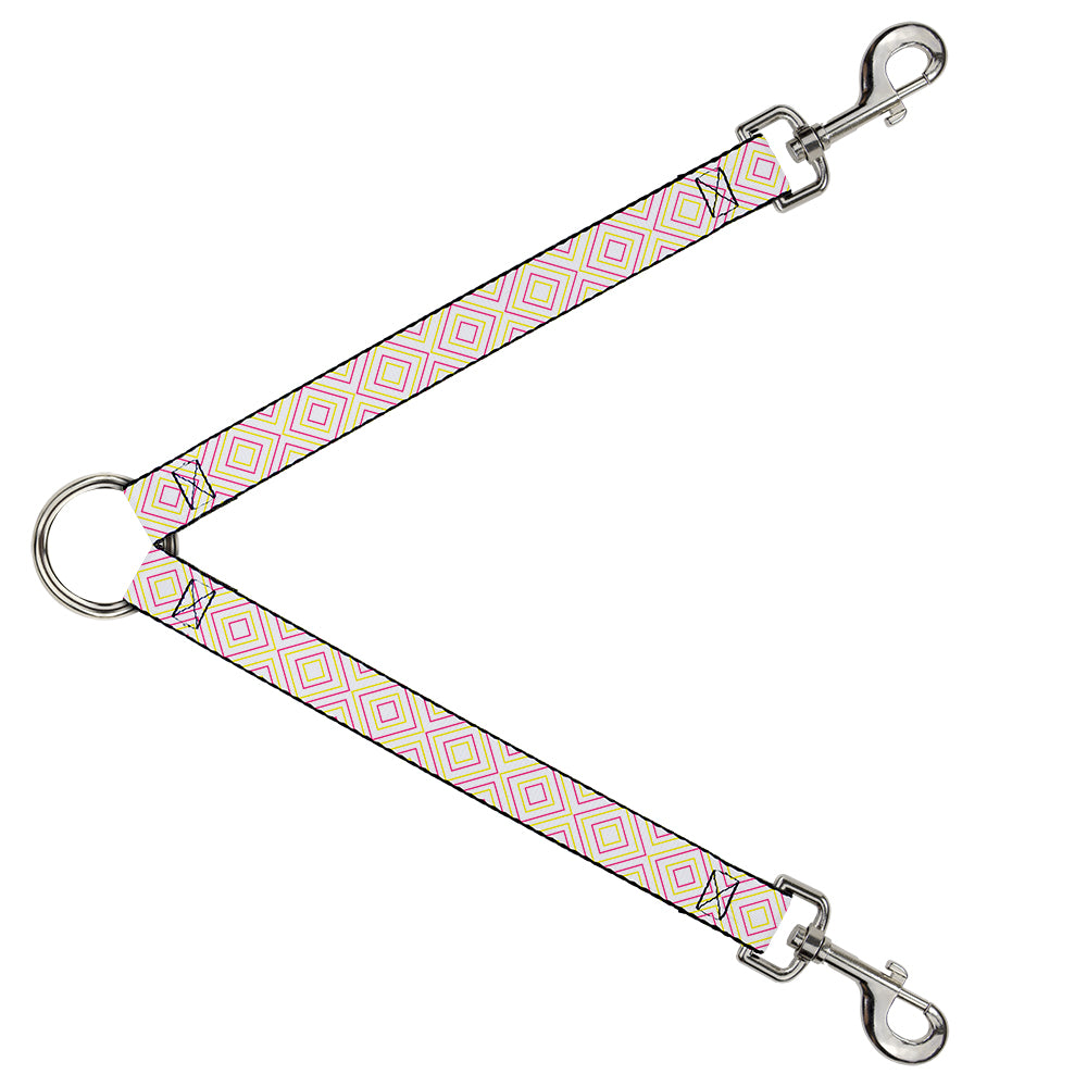 Dog Leash Splitter - Square Lines White/Fluorescent Orange/Pink/Yellow Dog Leash Splitters Buckle-Down   
