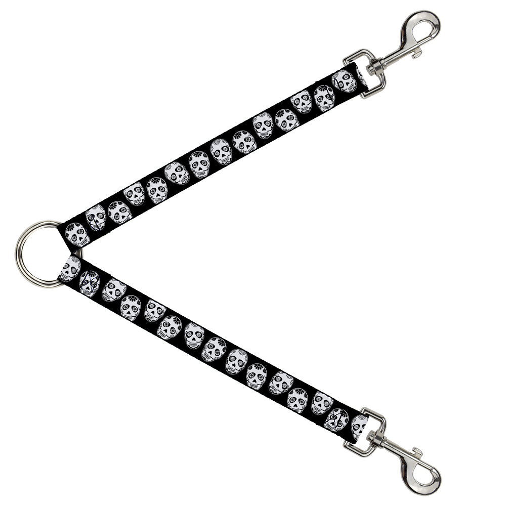 Dog Leash Splitter - Sugar Skulls Black/White/Black Dog Leash Splitters Buckle-Down   
