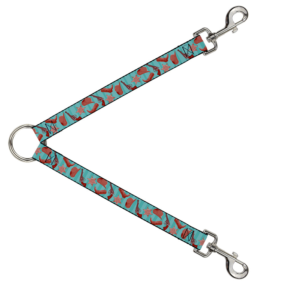 Dog Leash Splitter - Sheriff's Gear/Vertical Stripe Turquoise/Browns Dog Leash Splitters Buckle-Down   