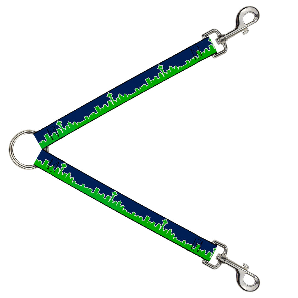 Dog Leash Splitter - Seattle Skyline Navy/Bright Green Dog Leash Splitters Buckle-Down   
