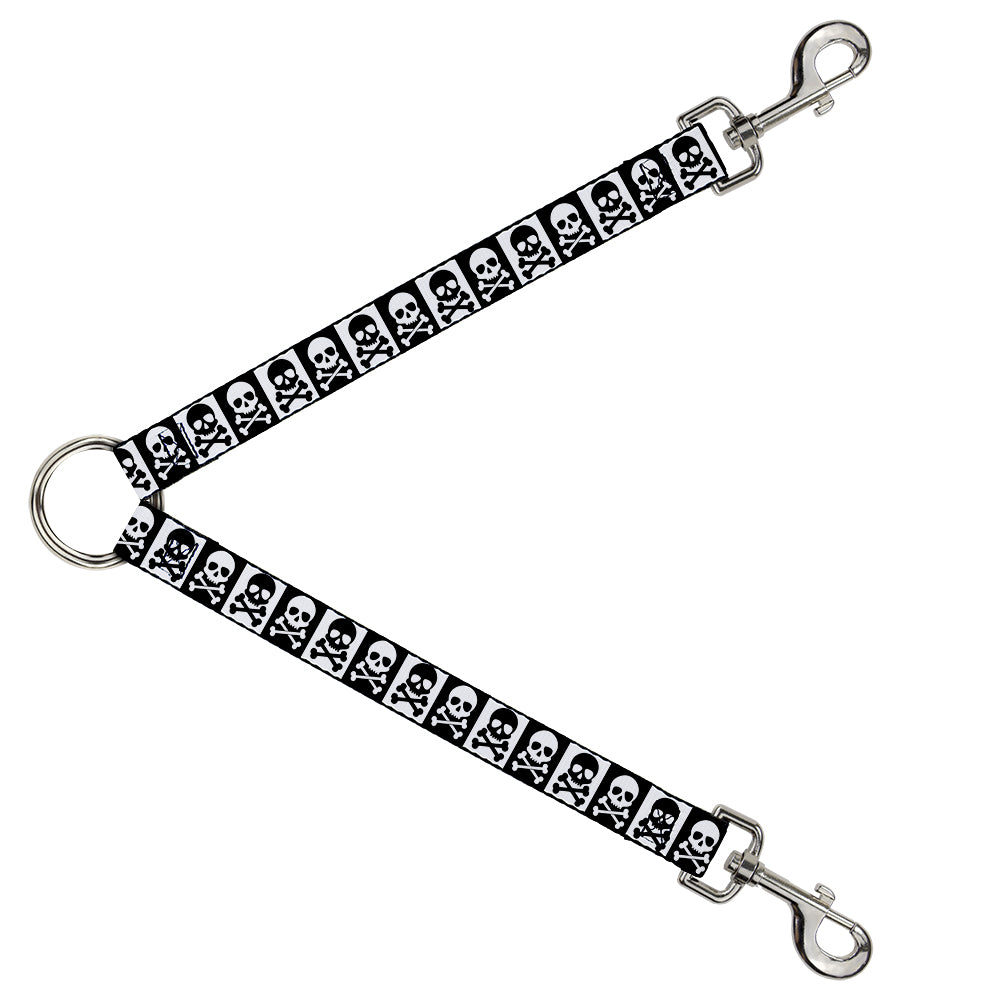 Dog Leash Splitter - Skull & Cross Bones Blocks Black/White White/Black Dog Leash Splitters Buckle-Down   