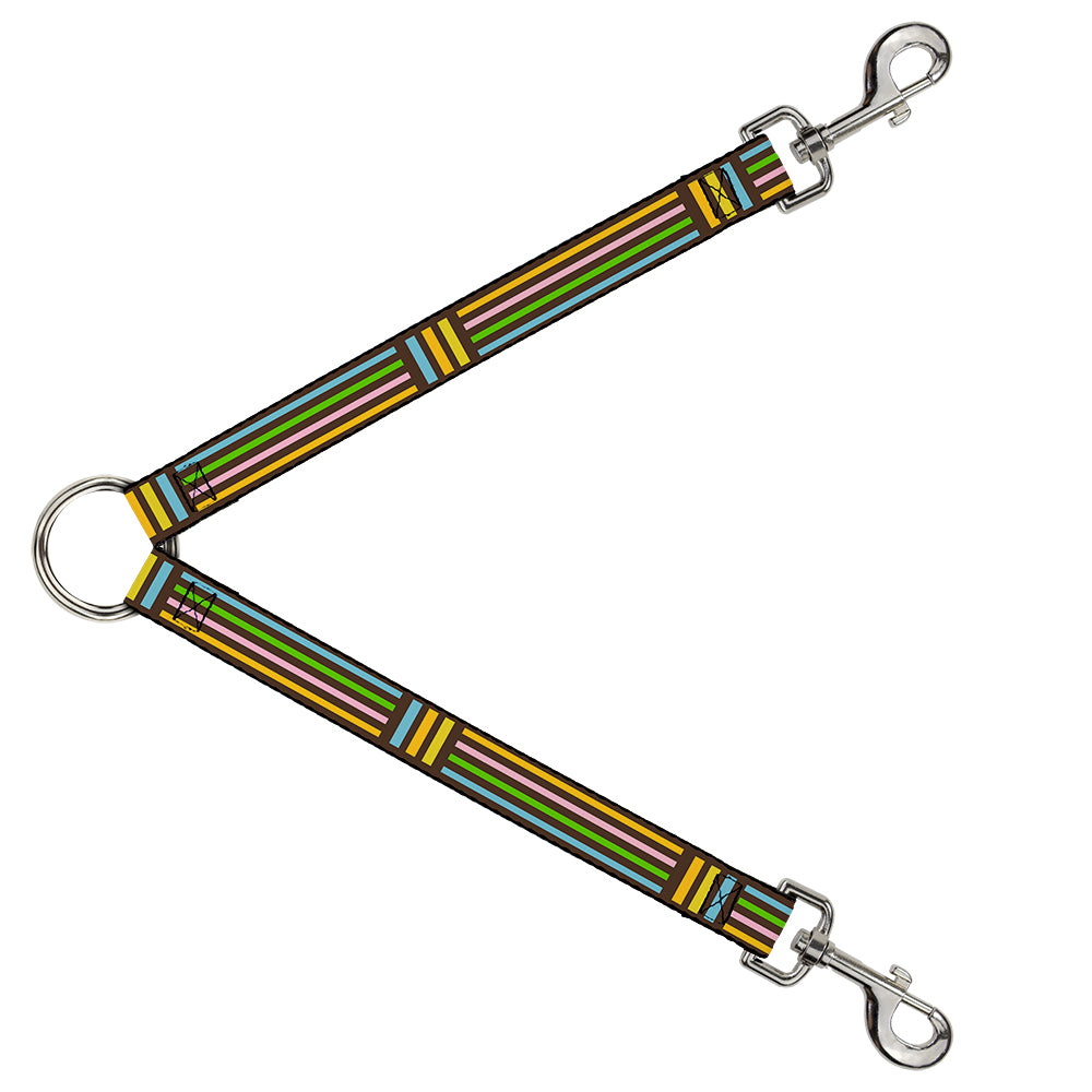 Dog Leash Splitter - Stripe Blocks Brown/Multi Pastel Dog Leash Splitters Buckle-Down   