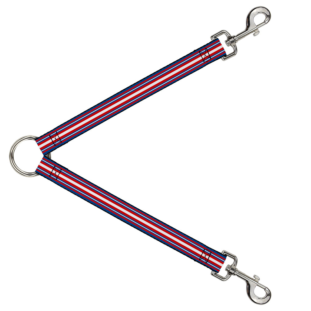 Dog Leash Splitter - Striped Blue/Red/White Dog Leash Splitters Buckle-Down   