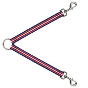 Dog Leash Splitter - Striped Blue/Red/White Dog Leash Splitters Buckle-Down   