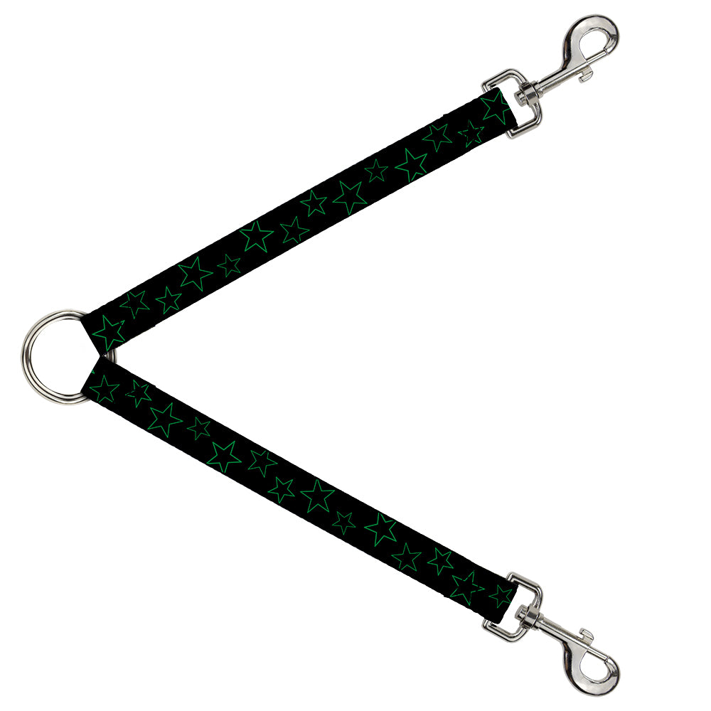 Dog Leash Splitter - Stars Scattered Black/Green Dog Leash Splitters Buckle-Down   