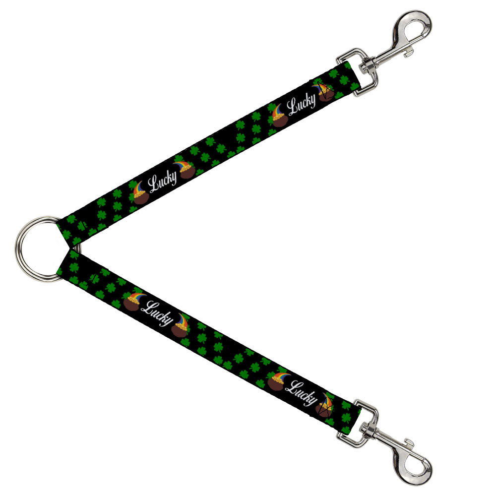 Dog Leash Splitter - St. Pat's LUCKY Pot of Gold/Shamrocks Scattered Black/Green/White Dog Leash Splitters Buckle-Down   