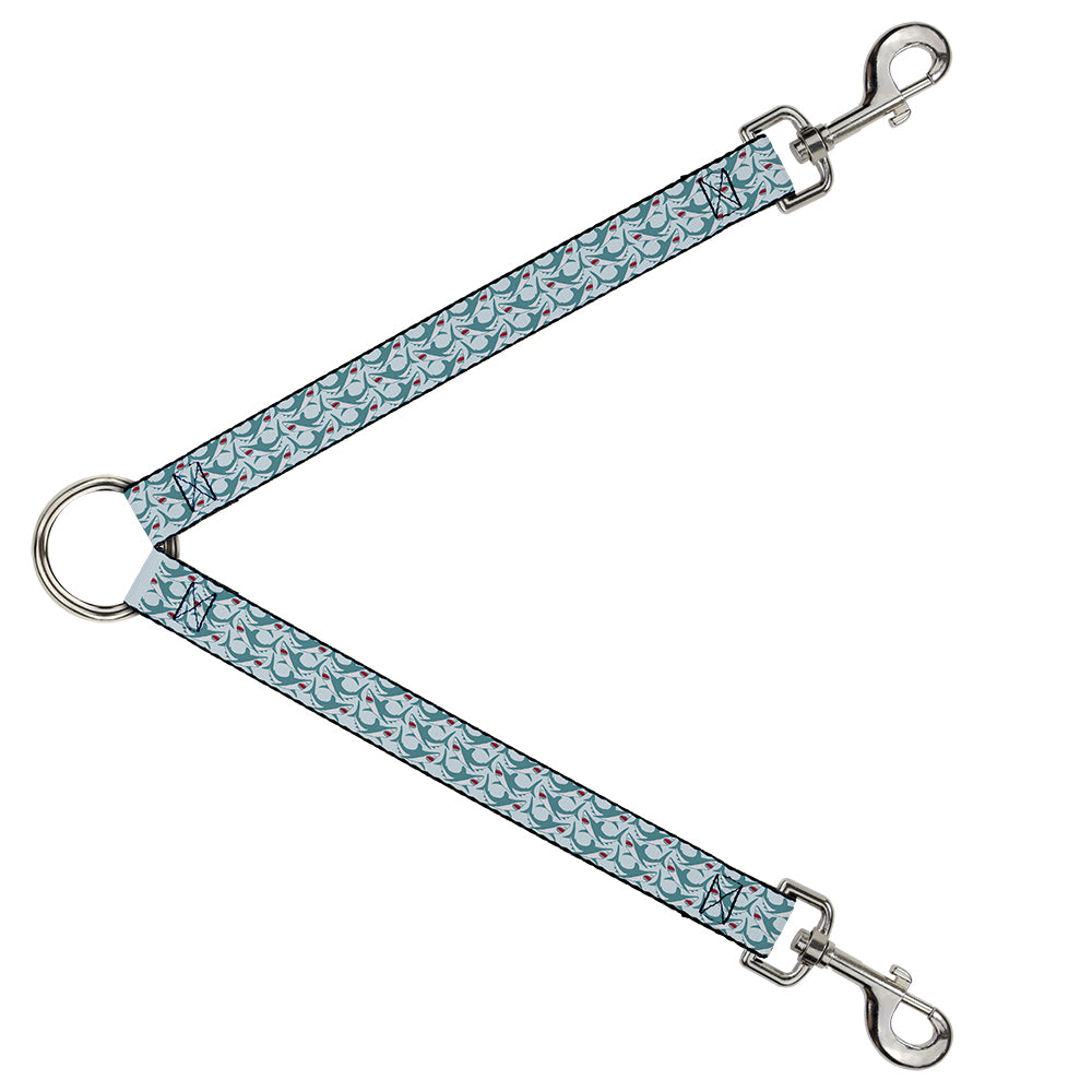 Dog Leash Splitter - Shark 3-Rows Light Blue Dog Leash Splitters Buckle-Down   