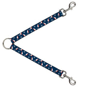 Dog Leash Splitter - Sailboat Anchor Helm Scattered Navy White Red Dog Leash Splitters Buckle-Down   