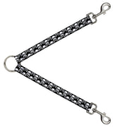 Dog Leash Splitter - Skull & Cross Bones Staggered Black White Dog Leash Splitters Buckle-Down   